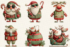 Quirky Santa & Reindeer Clipart Bundle - CraftNest - Digital Crafting and Art
