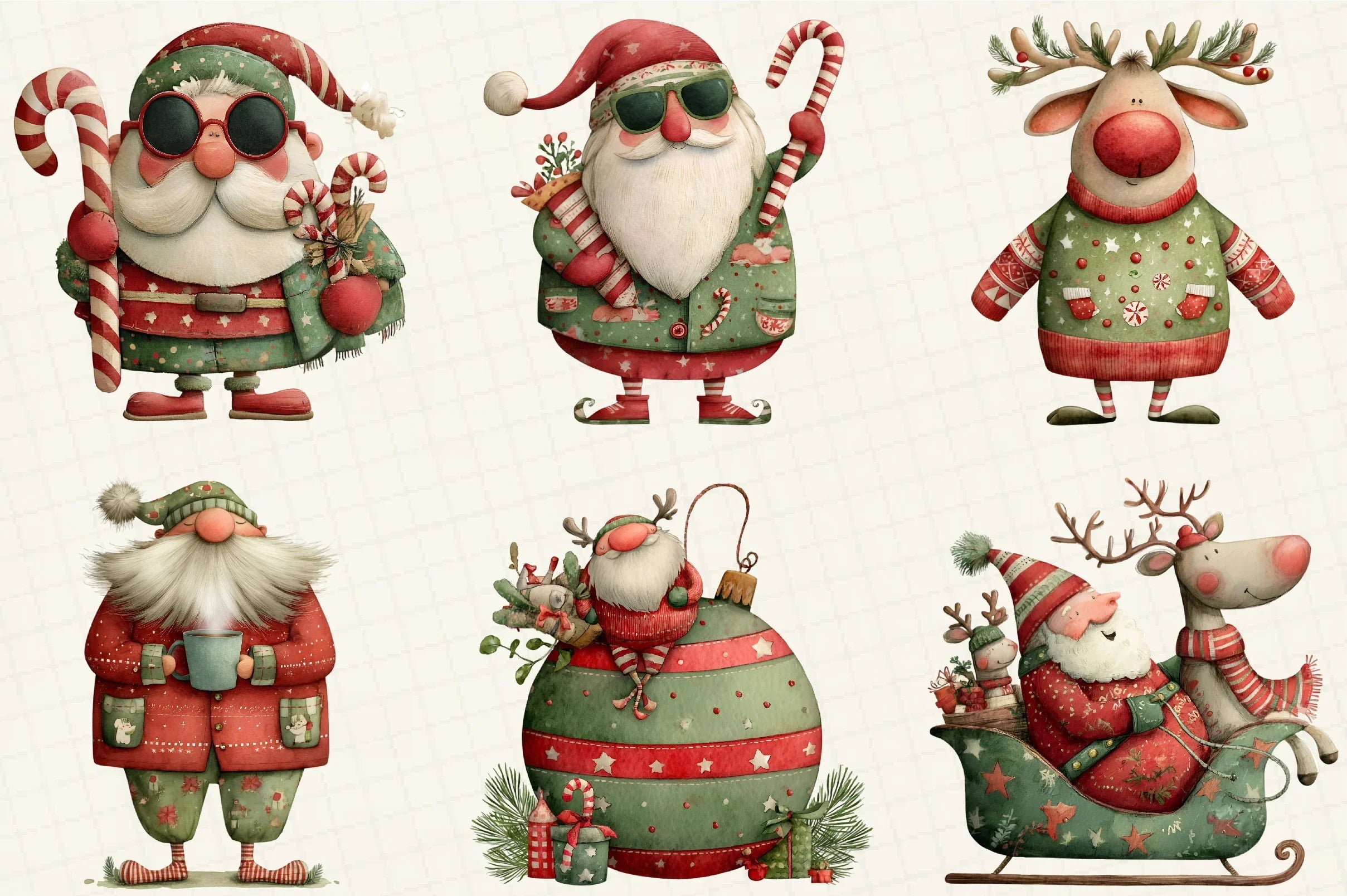 Quirky Santa & Reindeer Clipart Bundle - CraftNest - Digital Crafting and Art