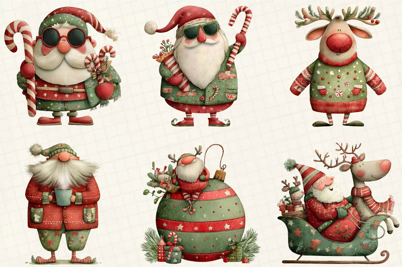Quirky Santa & Reindeer Clipart Bundle - CraftNest - Digital Crafting and Art