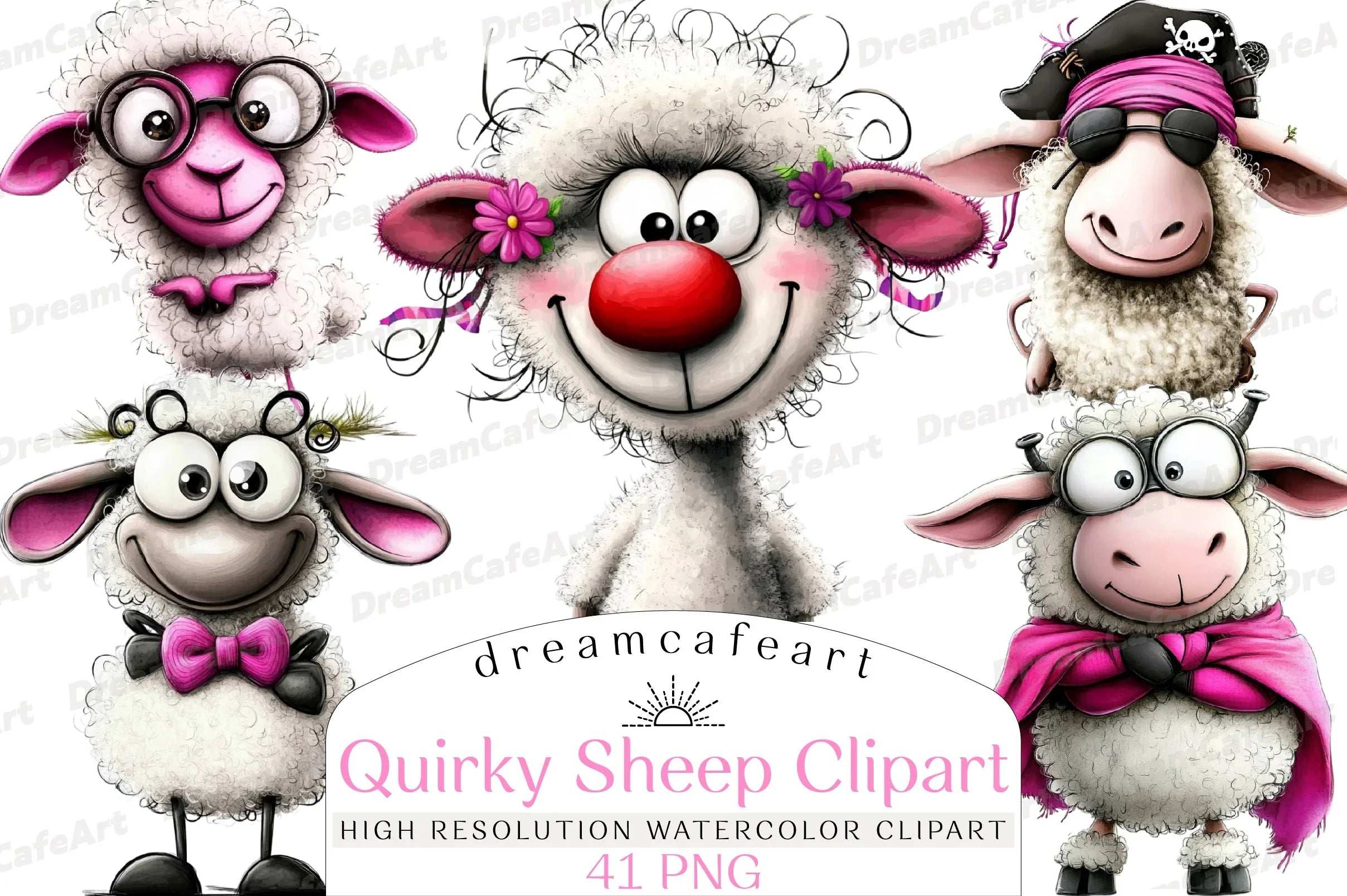 Quirky Sheep Clipart Bundle - CraftNest - Digital Crafting and Art