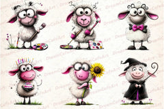 Quirky Sheep Clipart Bundle - CraftNest - Digital Crafting and Art