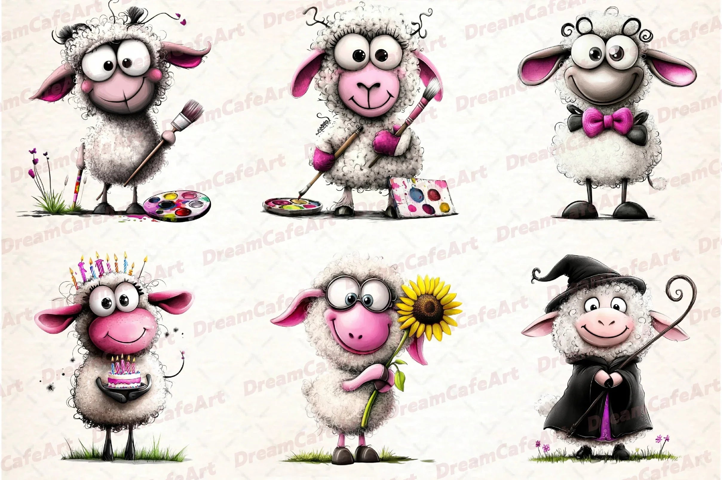 Quirky Sheep Clipart Bundle - CraftNest - Digital Crafting and Art