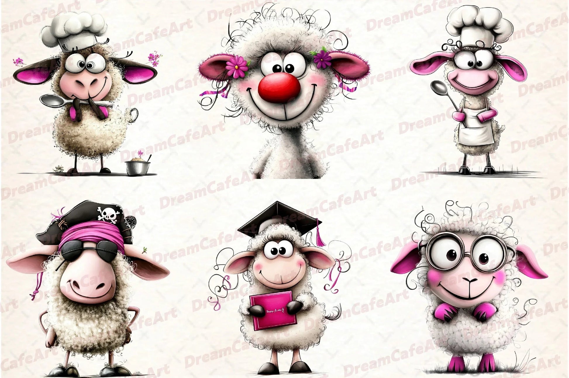 Quirky Sheep Clipart Bundle - CraftNest - Digital Crafting and Art