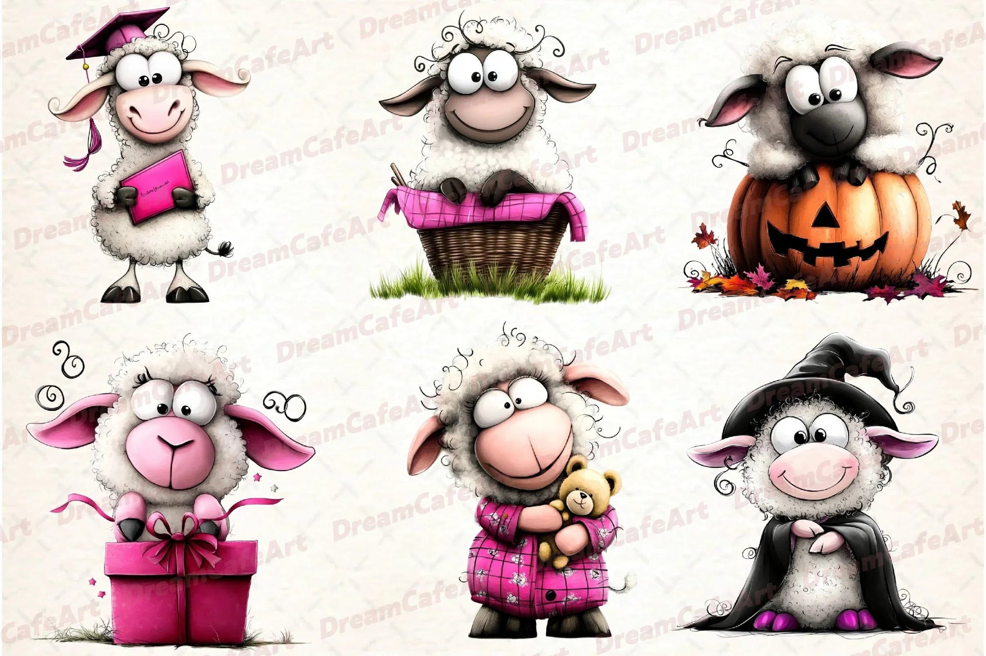 Quirky Sheep Clipart Bundle - CraftNest - Digital Crafting and Art
