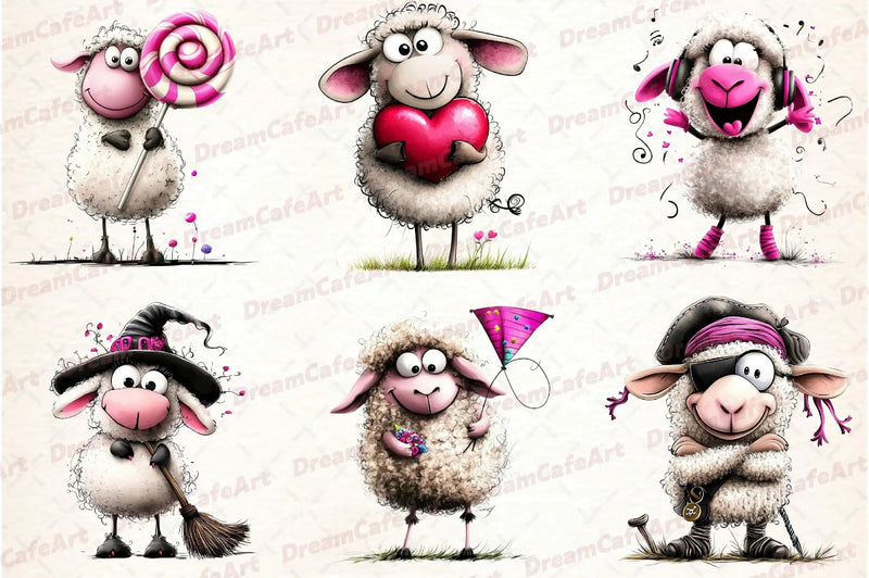 Quirky Sheep Clipart Bundle - CraftNest - Digital Crafting and Art