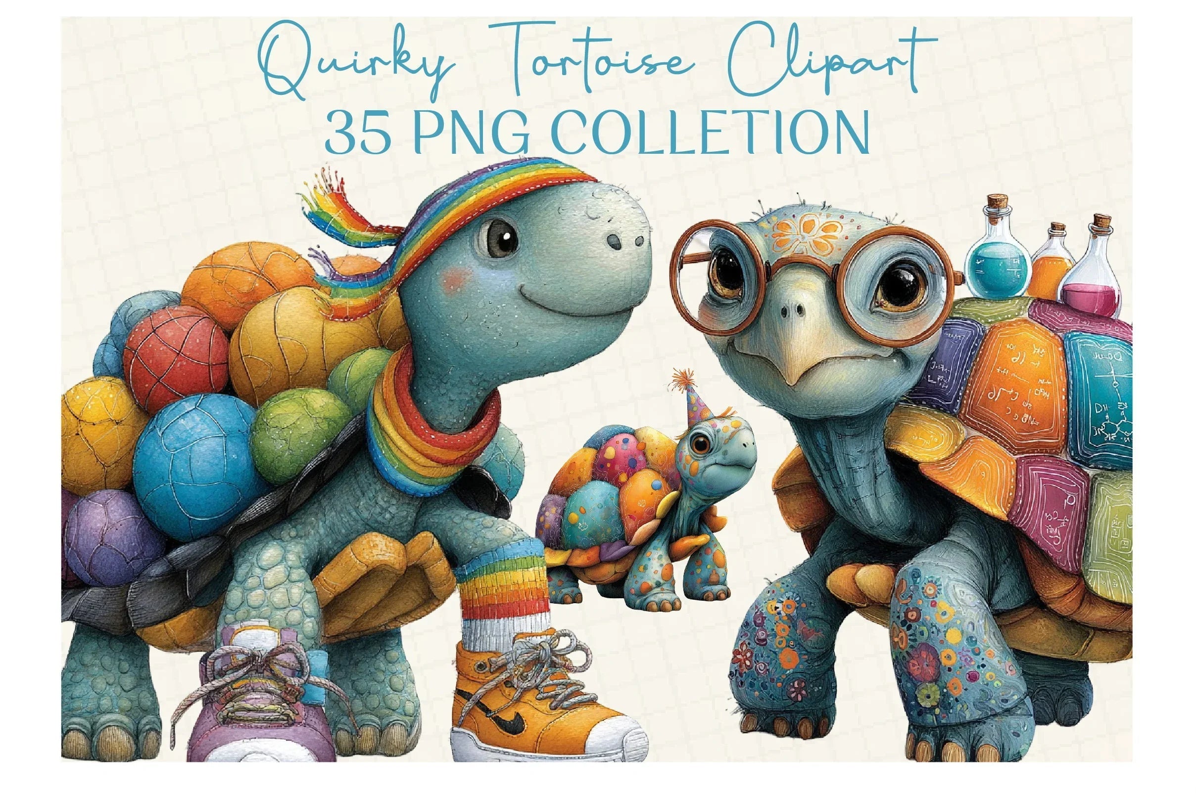 Quirky Tortoise Clipart Bundle - CraftNest - Digital Crafting and Art