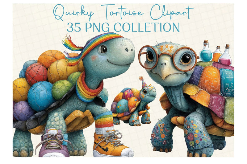 Quirky Tortoise Clipart Bundle - CraftNest - Digital Crafting and Art