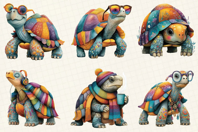Quirky Tortoise Clipart Bundle - CraftNest - Digital Crafting and Art
