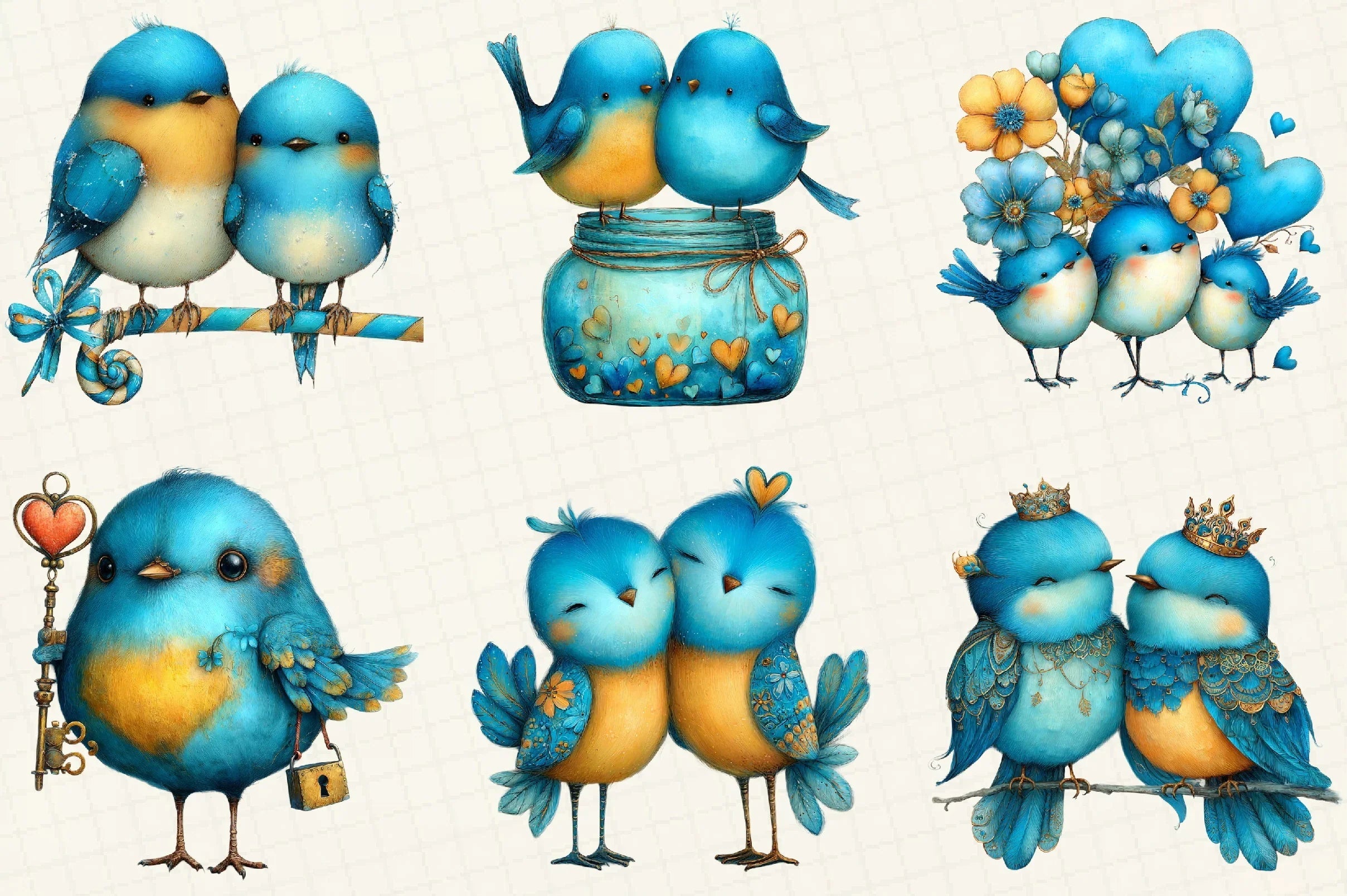 Quirky Valentine Love Birds Clipart Bundle - CraftNest - Digital Crafting and Art