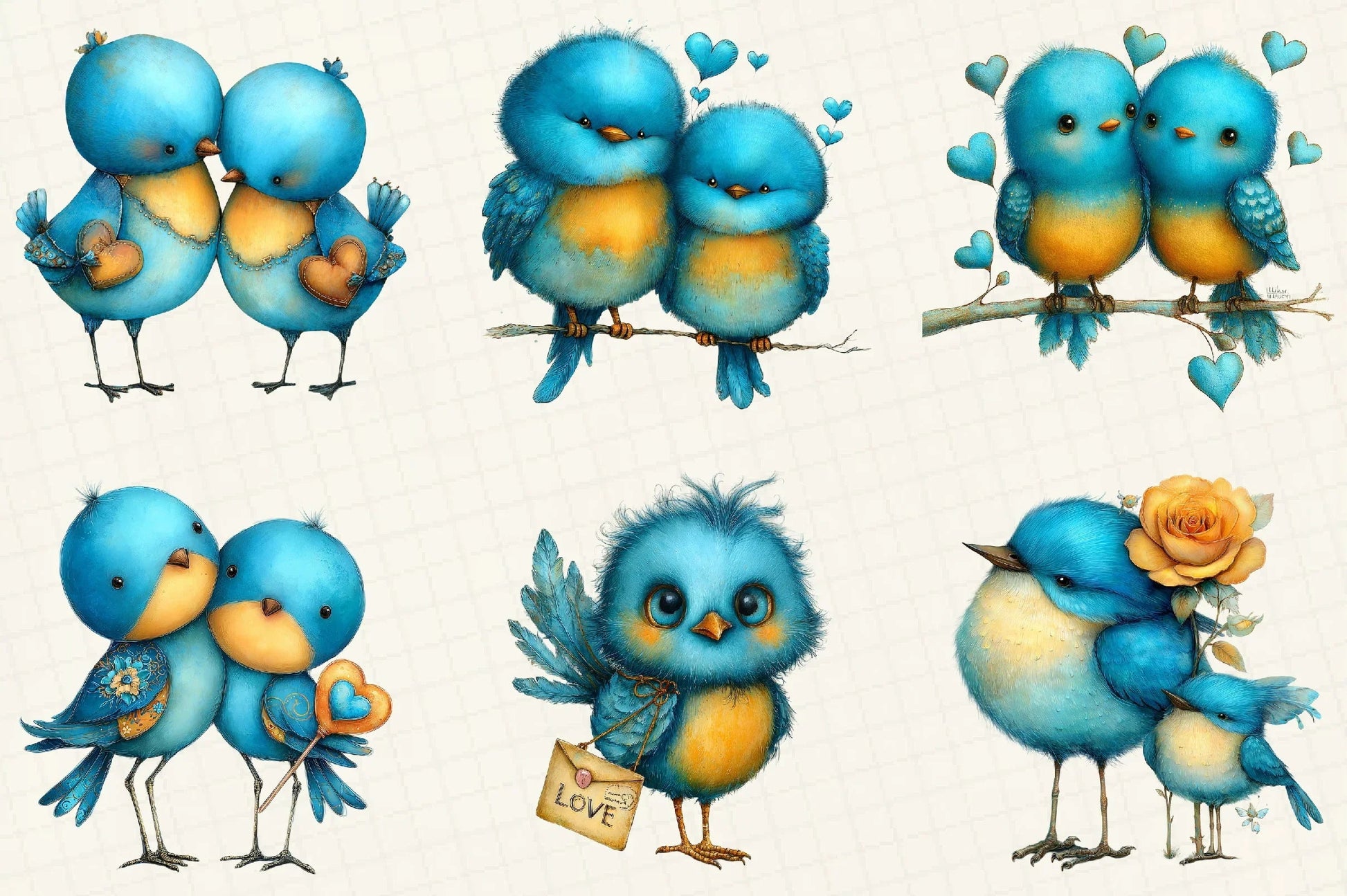 Quirky Valentine Love Birds Clipart Bundle - CraftNest - Digital Crafting and Art