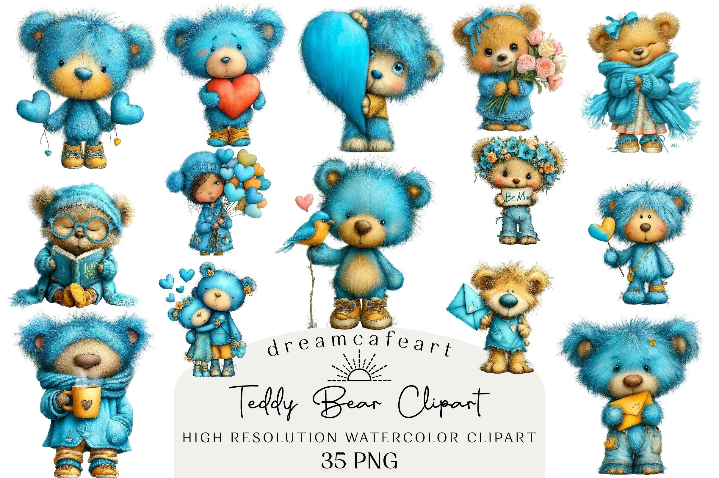Quirky Valentine Teddy Bear Clipart Bundle - CraftNest - Digital Crafting and Art