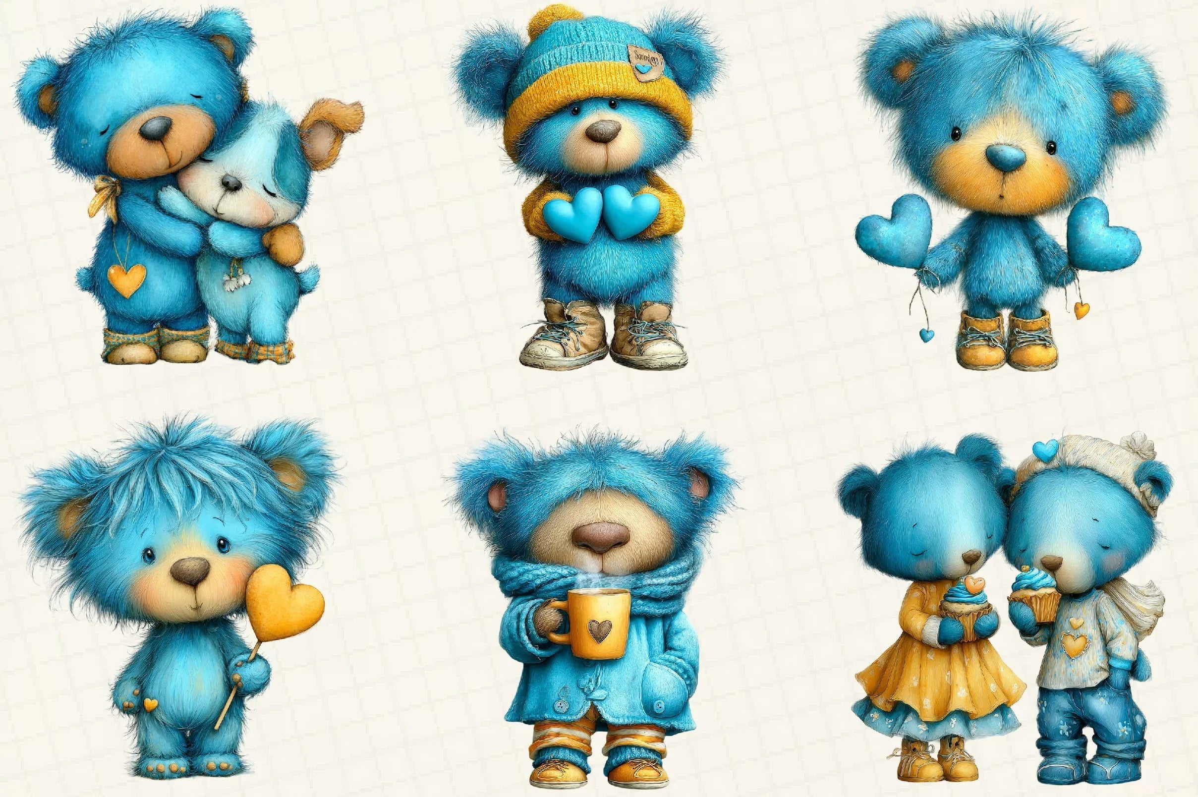 Quirky Valentine Teddy Bear Clipart Bundle - CraftNest - Digital Crafting and Art