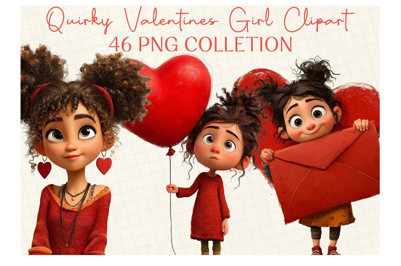 Quirky Valentine's Girl Clipart Bundle - CraftNest - Digital Crafting and Art