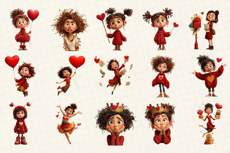 Quirky Valentine's Girl Clipart Bundle - CraftNest - Digital Crafting and Art