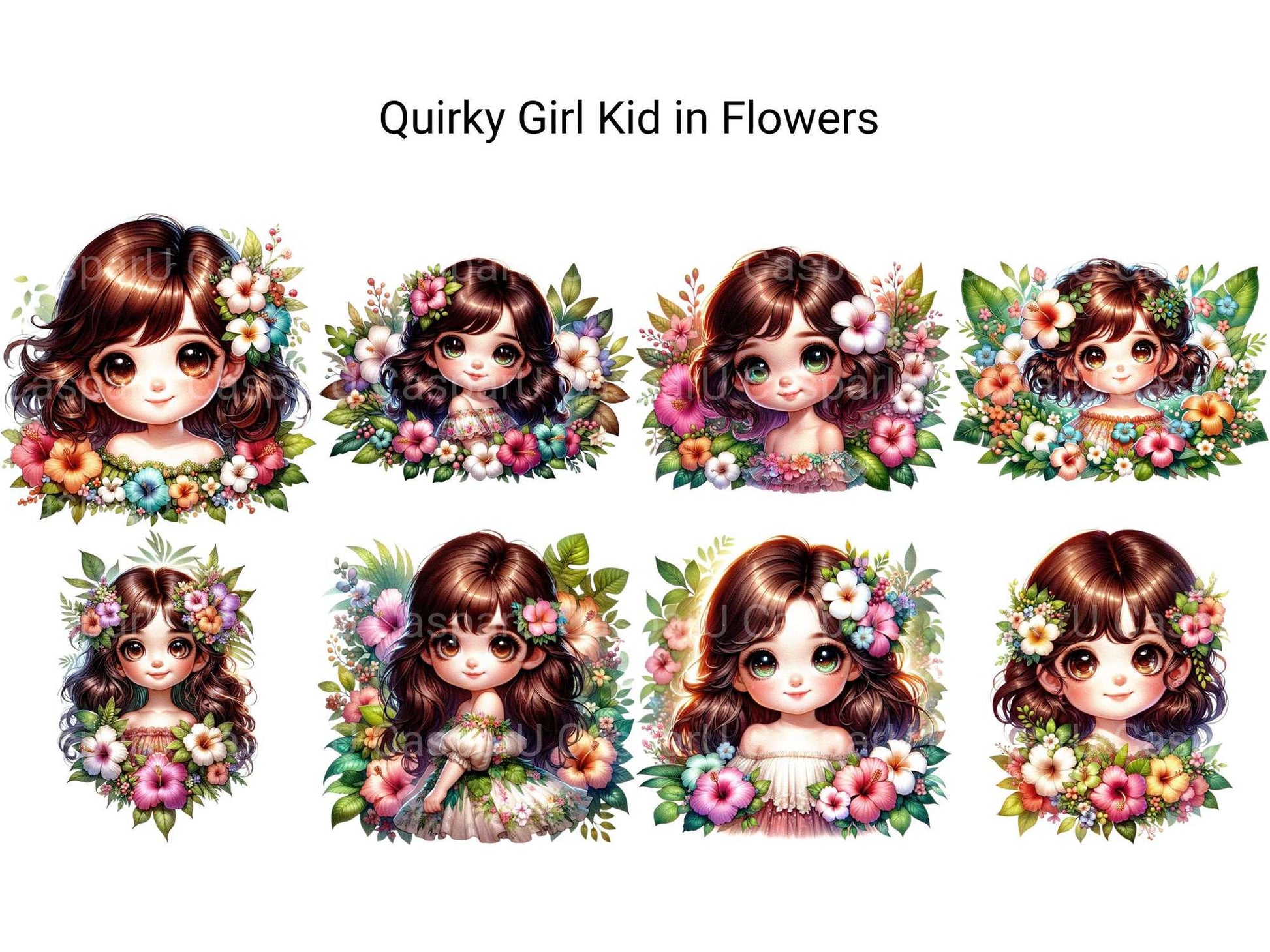 Quirky Girl Kid in Flowers - CraftNest - Digital Crafting and Art