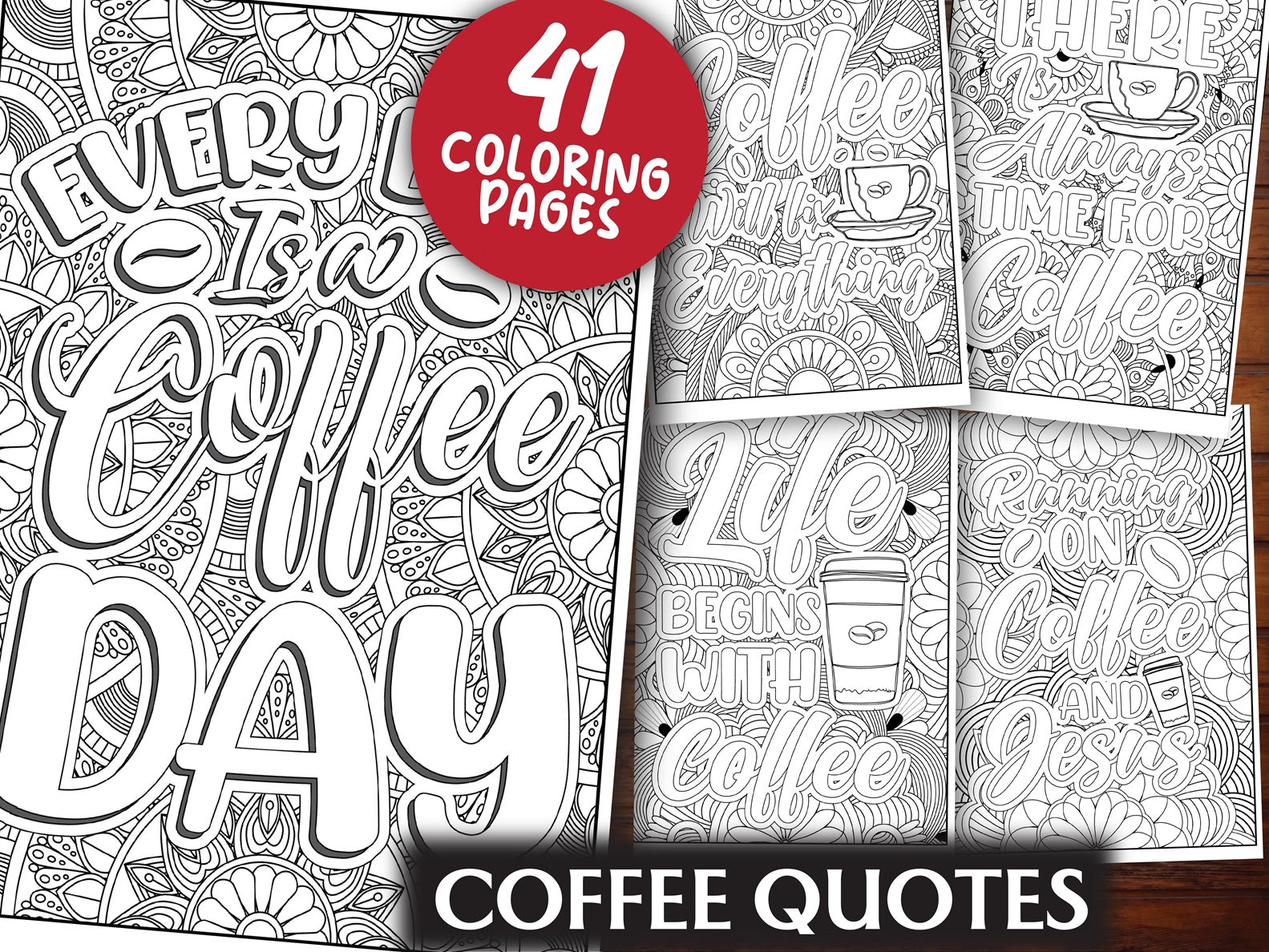 Coffee Quotes Coloring Book