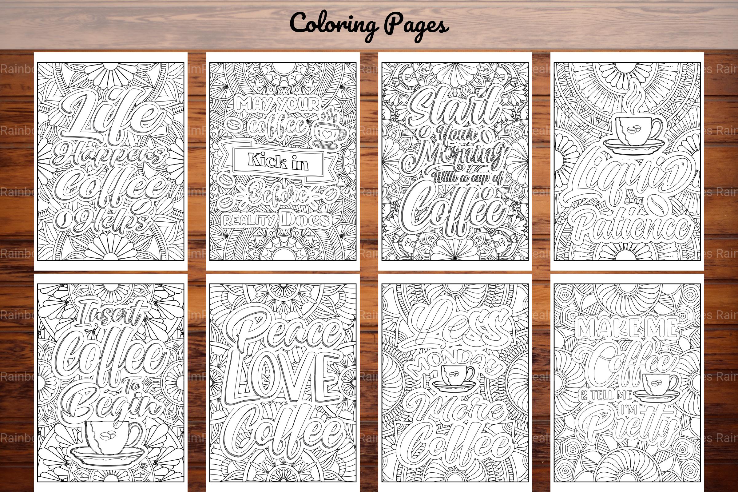 Coffee Quotes Coloring Book