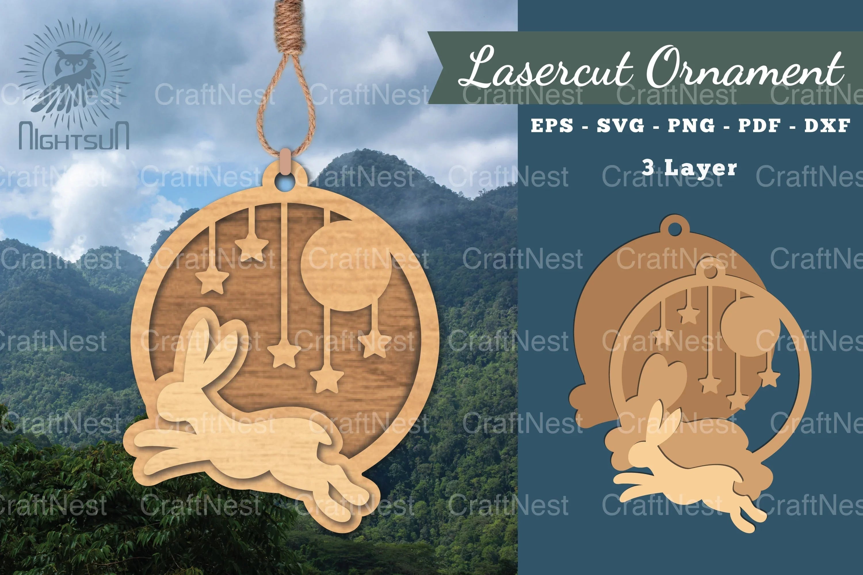 Rabbit Laser Cut Ornament SVG Bundle - CraftNest - Digital Crafting and Art