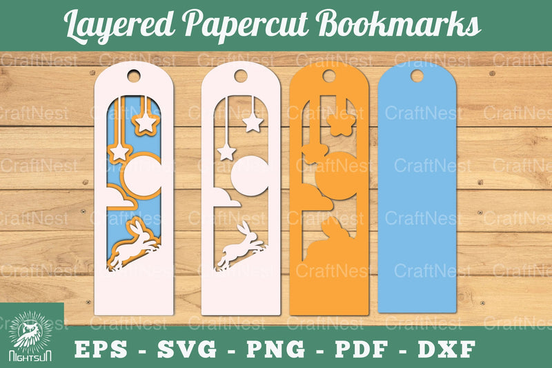 Rabbit Layered Papercut Bookmarks Clipart Bundle - CraftNest - Digital Crafting and Art