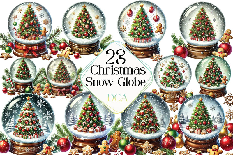 Christmas Snow Globe Clipart Bundle - CraftNest - Digital Crafting and Art