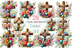 Easter Cross and Flowers Clipart Bundle - CraftNest - Digital Crafting and Art