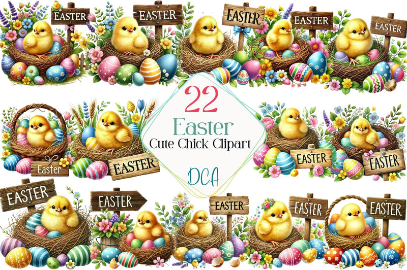 Cute Easter Chick Clipart Bundle - CraftNest - Digital Crafting and Art