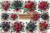 Red & Black Rose Bouquet Clipart Bundle