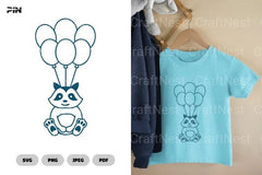 Raccoon Flying With Balloons Birthday Clipart Bundle - CraftNest - Digital Crafting and Art