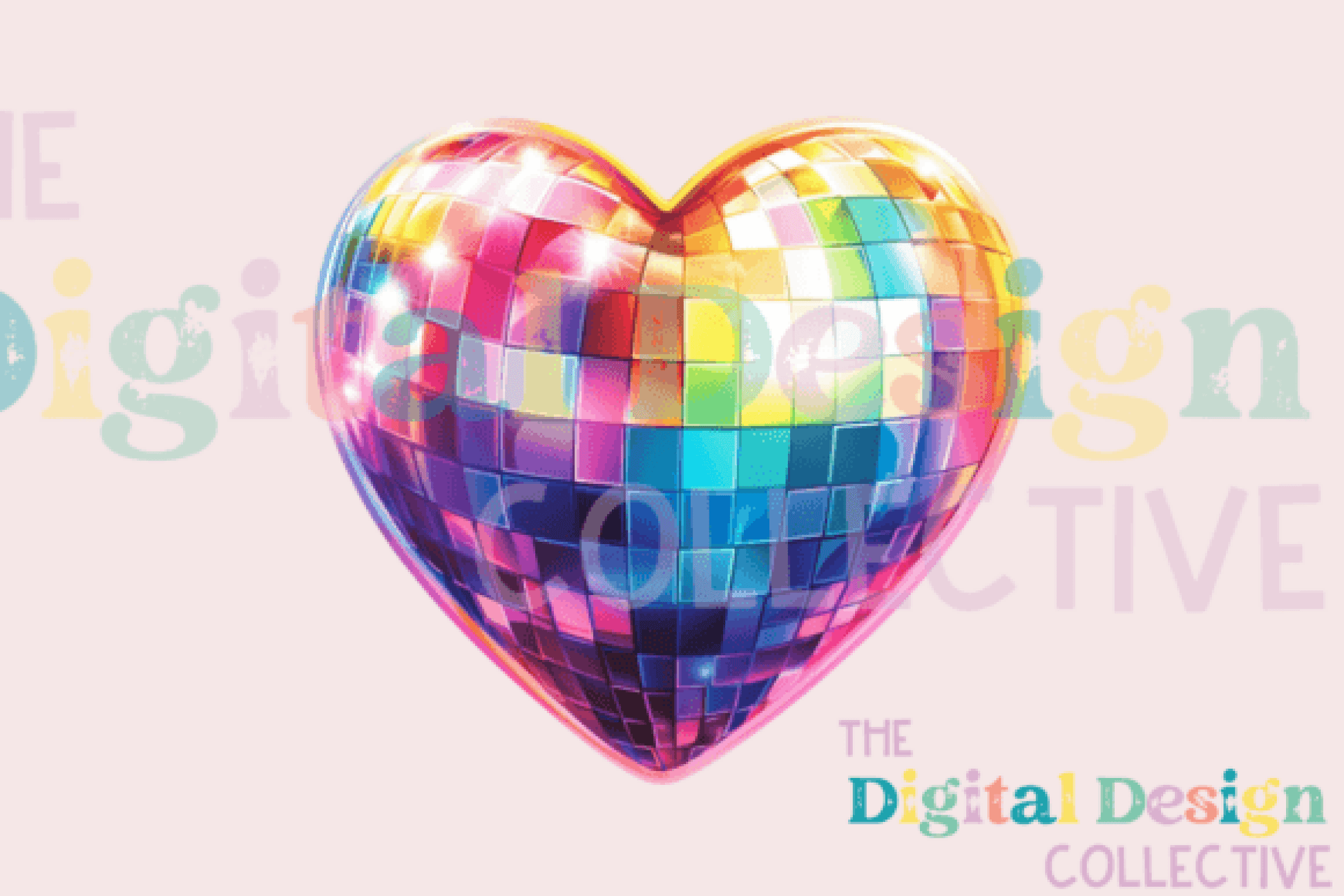 Rainbow Disco Valentine Heart Clipart Bundle - CraftNest - Digital Crafting and Art