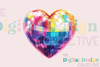 Rainbow Disco Valentine Heart Clipart Bundle