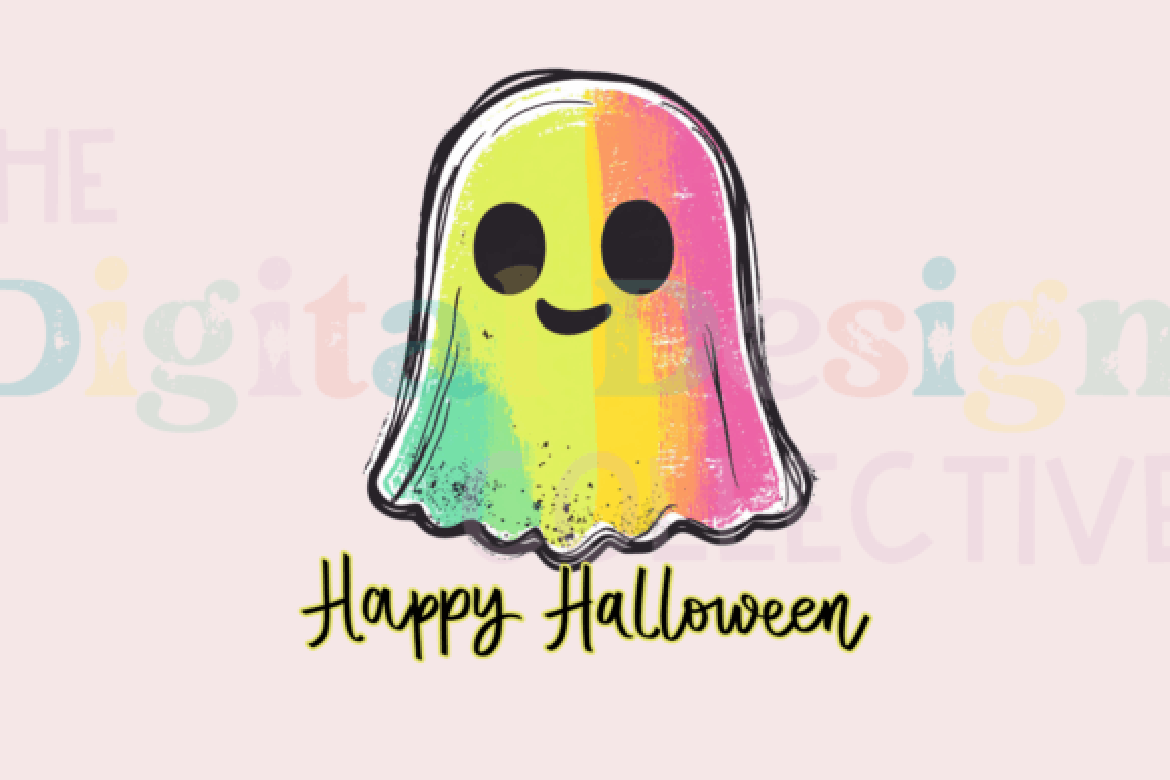 Rainbow Ghost Halloween Clipart Bundle