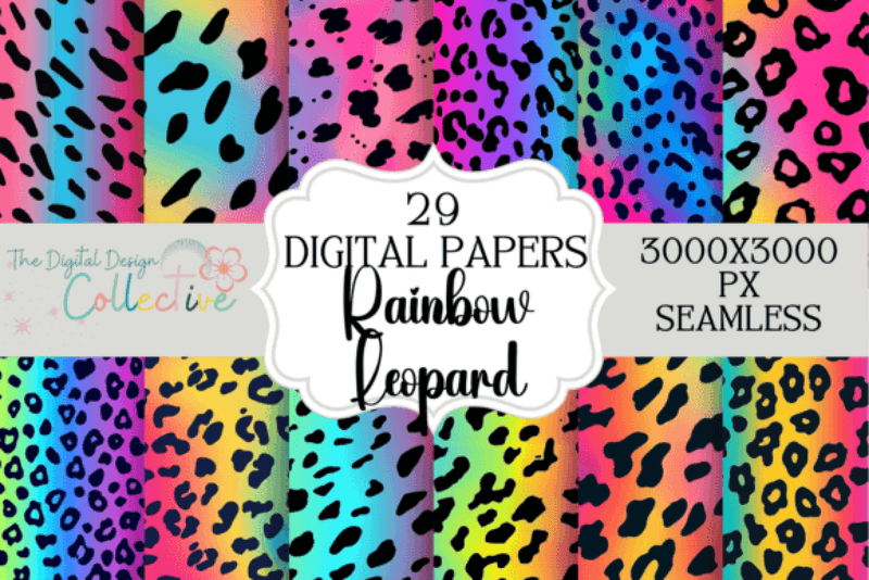 Vibrant Rainbow Leopard Print Seamless Digital Paper - CraftNest - Digital Crafting and Art