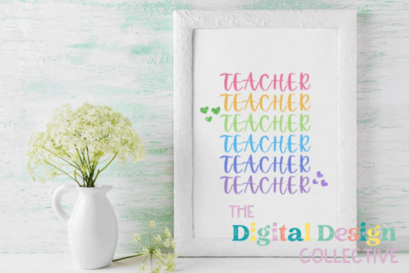Vibrant Rainbow Teacher Clipart Bundle - CraftNest - Digital Crafting and Art