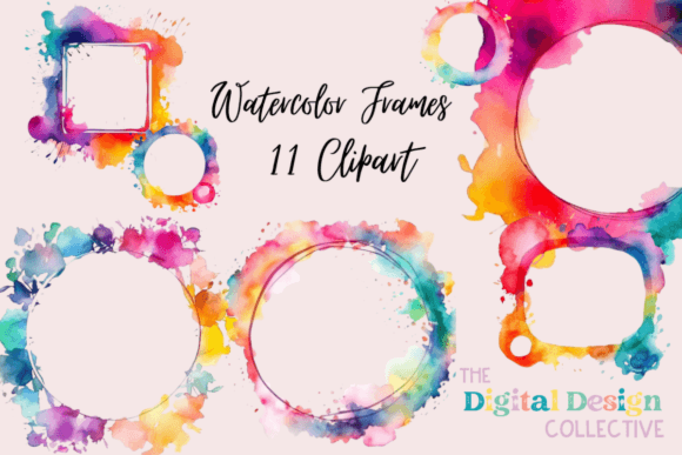 Vibrant Rainbow Frames Clipart Bundle