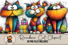 Rainbow Cat Clipart Bundle - CraftNest - Digital Crafting and Art
