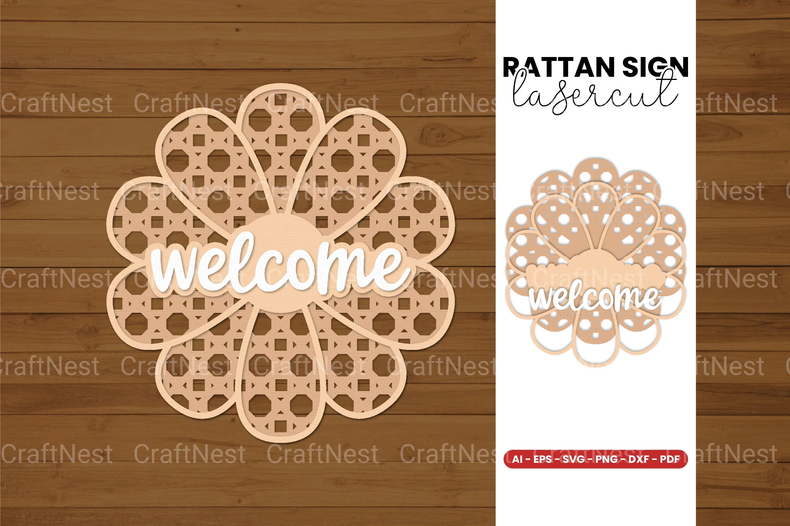 Rattan Sign Lasercut SVG Bundle - CraftNest - Digital Crafting and Art