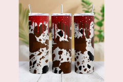 Red Glitter Drip Cow Tumbler Wrap Bundle - CraftNest - Digital Crafting and Art