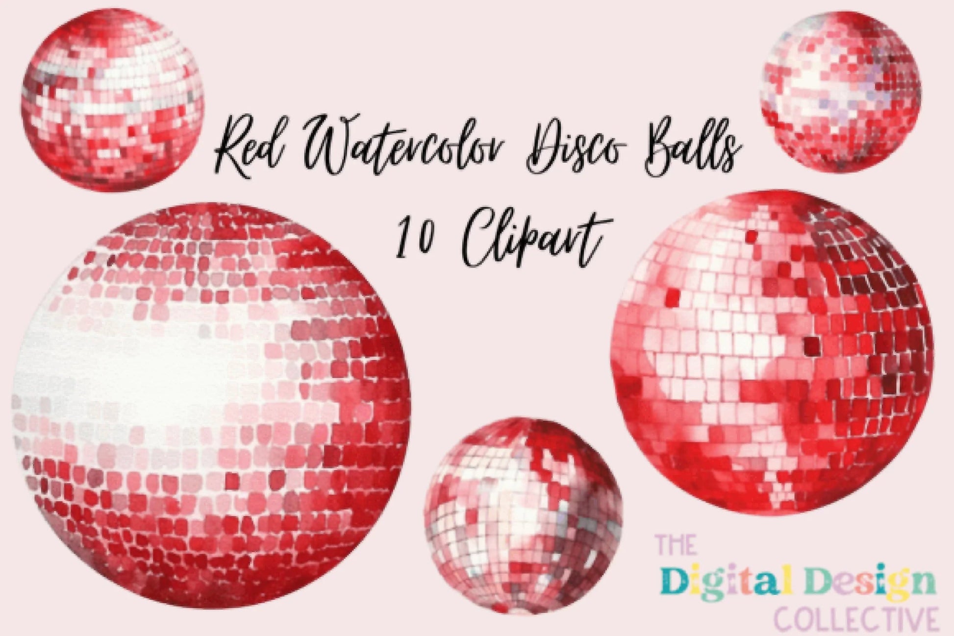 Vibrant Red Disco Balls Party Decor Clipart Bundle - CraftNest - Digital Crafting and Art