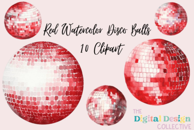 Vibrant Red Disco Balls Party Decor Clipart Bundle - CraftNest - Digital Crafting and Art
