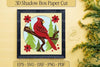 Red Cardinal Shadow Box Paper Cut Design Bundle