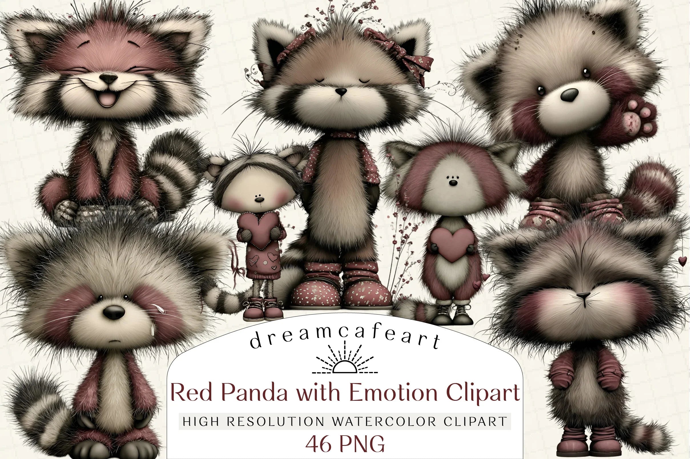 Red Panda Emotion Clipart Bundle - CraftNest - Digital Crafting and Art