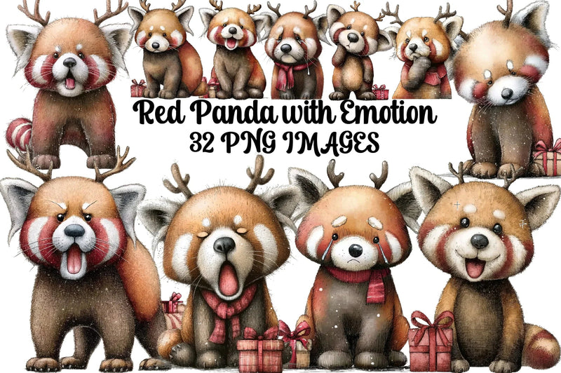 Red Panda Emotion Clipart Bundle - CraftNest - Digital Crafting and Art