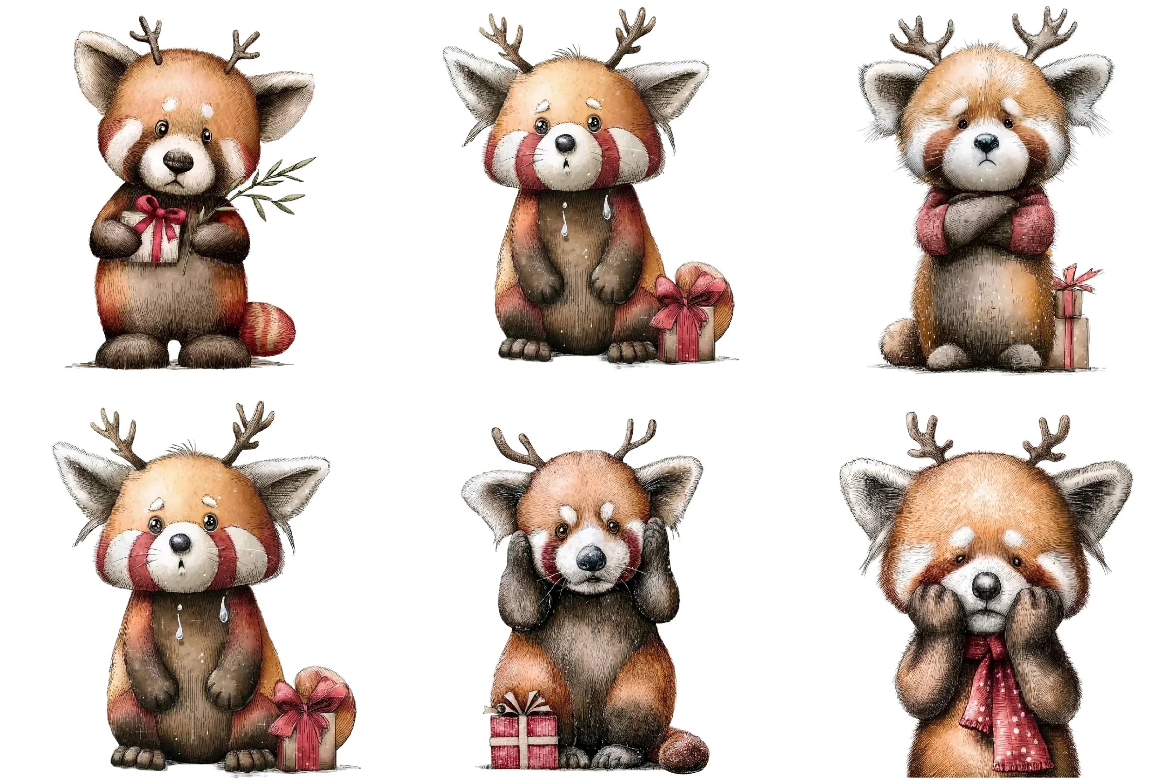 Red Panda Emotion Clipart Bundle - CraftNest - Digital Crafting and Art