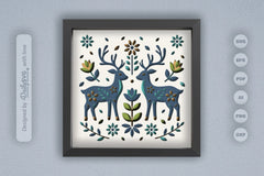 Reindeer Folk Art Papercut Shadow Box SVG Bundle - CraftNest - Digital Crafting and Art