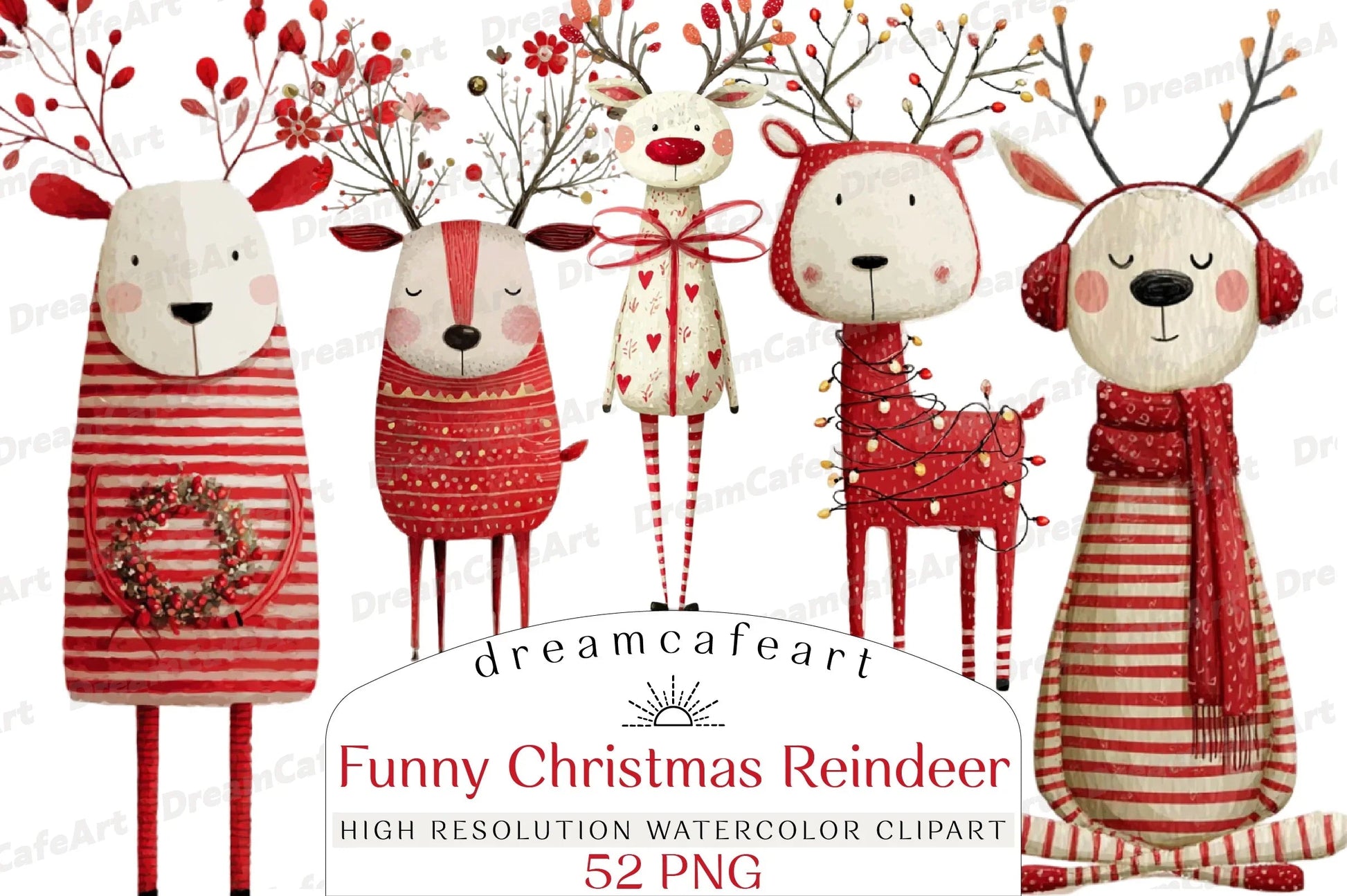 Reindeer Funny Christmas Clipart Bundle - CraftNest - Digital Crafting and Art