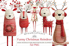 Reindeer Funny Christmas Clipart Bundle - CraftNest - Digital Crafting and Art