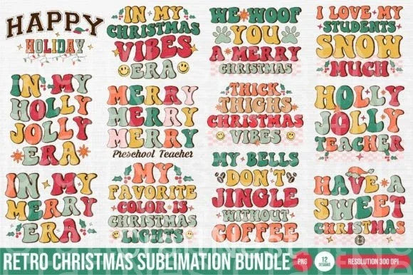 Retro Christmas Clipart Bundle 10 - CraftNest - Digital Crafting and Art