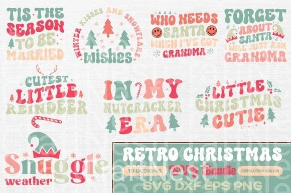 Retro Christmas Quotes Bundle - CraftNest - Digital Crafting and Art
