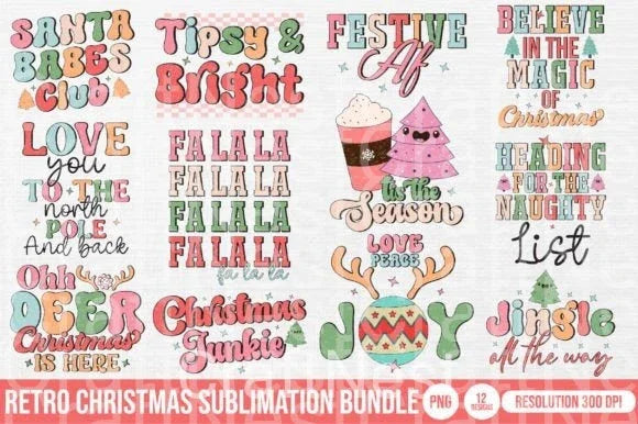 Retro Christmas Clipart Bundle 67 - CraftNest - Digital Crafting and Art