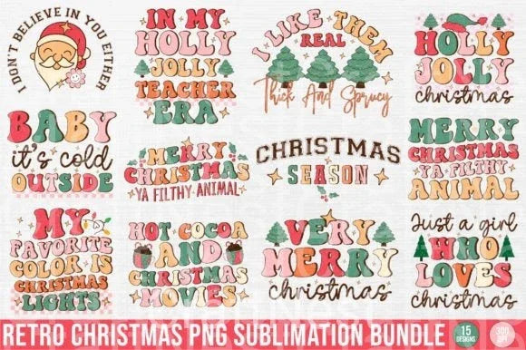 Retro Christmas Clipart Bundle 157 - CraftNest - Digital Crafting and Art